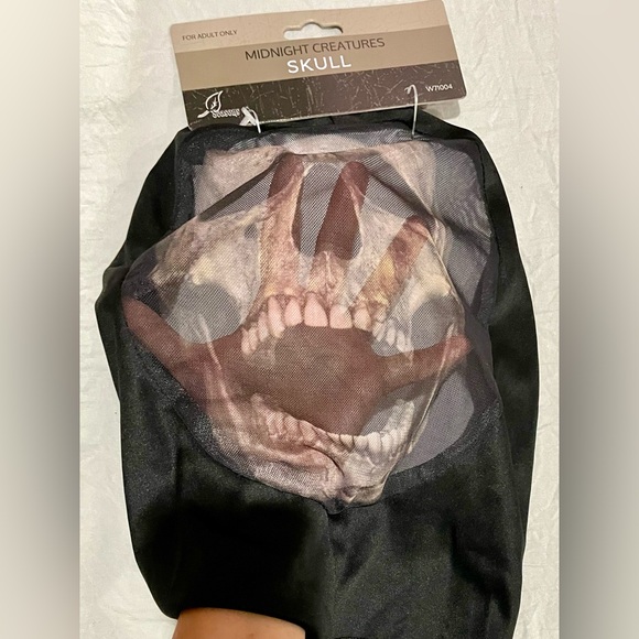 🎃SEASONS INC midnight creatures skull hooded mesh mask size ADULT - Picture 5 of 8